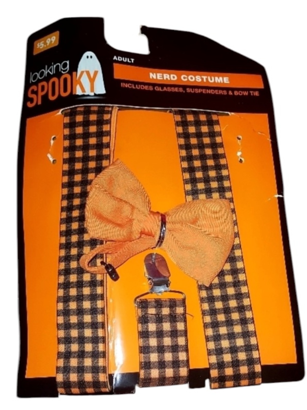 ADULT Nerd Costume , Suspenders, Bow Tie NEW